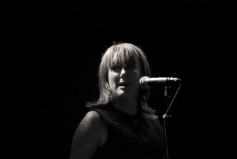 Client. Kate Holmes (Client A) on keyboards and backing vocals. Photo: Jan-Erik Saarinen.